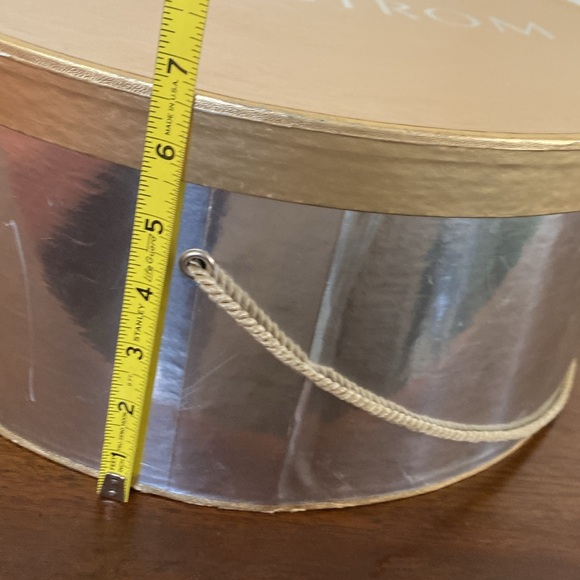 Vintage Nordstrom Silver and Gold Hatbox with Rope Handle - Picture 10 of 13